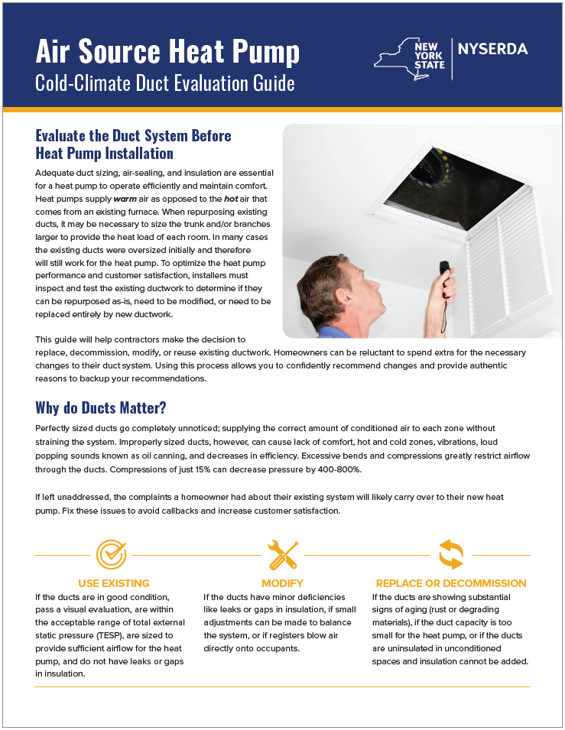 Air Source Heat Pump Cold-Climate Duct Evaluation Guide