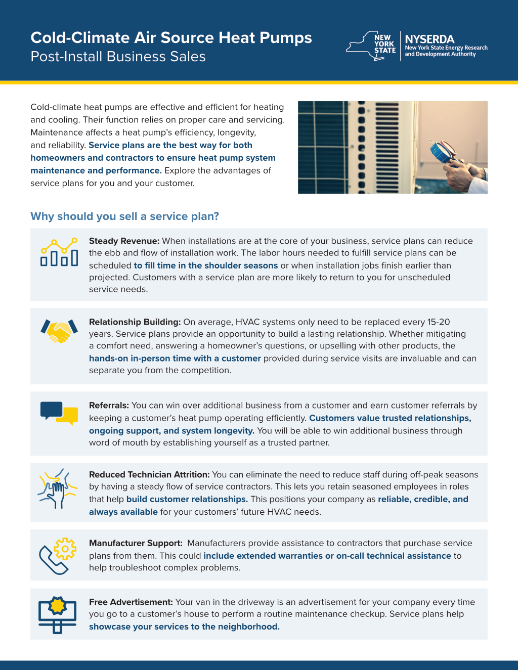 Cold-Climate Air Source Heat Pumps: Post-Install Business Sales (contractor) (PDF)