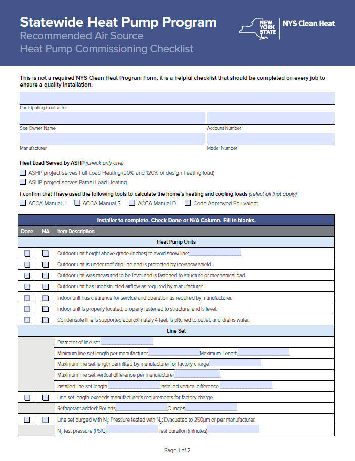 ASHP Commissioning Checklist (PDF)